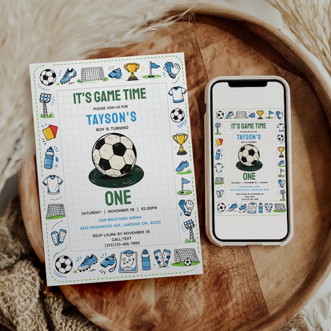Convites It’s Game Time soccer 1st Birthday (It’s Game Time soccer 1st Birthday Invitation
)