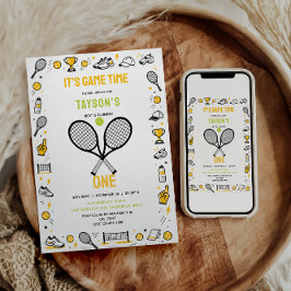 Convites It’s Game Time Tennis 1st Birthday – Fun Kids 