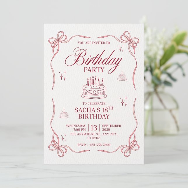 Convites It’s My Birthday Invitation Trendy Design (Em pé/Frente)