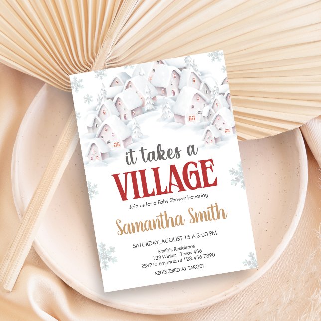 Convites It Takes a Village Baby Shower (It Takes a Village Winter Baby Shower Invitation)