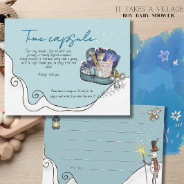 Convites It Takes a Village: Ice Blue Time Capsule Card