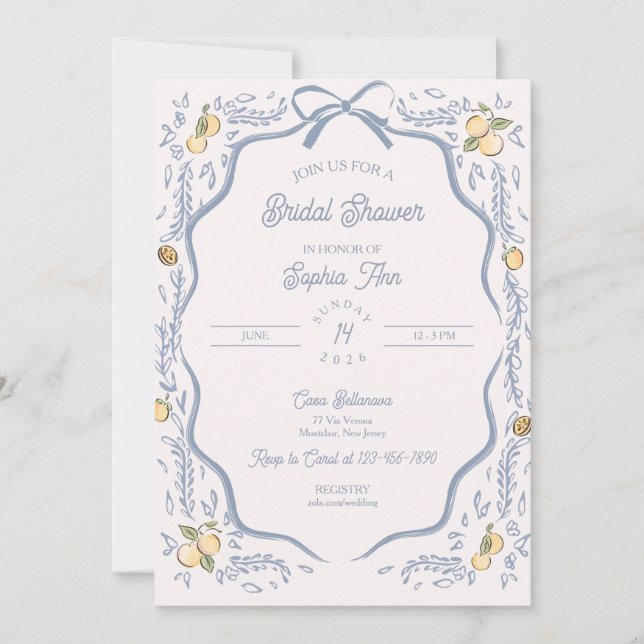 Convites Italian Amalfi Coastal Bridal Shower Invitation (Frente)