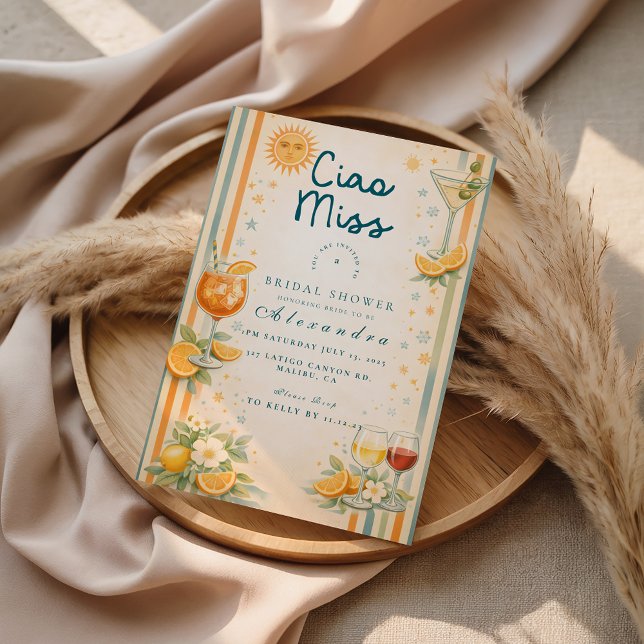 Convites Italian Aperitivo Citrus Ciao Miss Bridal Shower (Criador carregado)