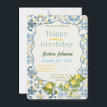 Convites Italian Blue Tile Lemon Invitation<br><div class="desc">Italian Blue Tile Lemon
Mediterranean,  summer wedding,  lemons,  lemon blossoms,  citrus,  navy blue and yellow,  Italian Blue Tile Lemon Wedding,  that's amore,  amalfi coast,  positano</div>
