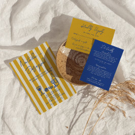 Convites Italian Blue Yellow Hand Written Painted Wedding