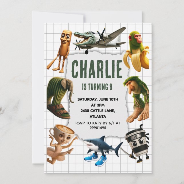 Convites Italian Brainrot meme birthday invitation (Frente)