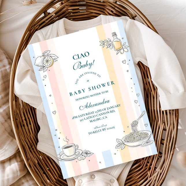 Convites Italian Café Doodle Baby Shower (Criador carregado)