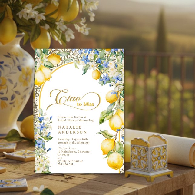 Convites Italian Floral Lemon Ciao To Miss Bridal Shower (Italian Floral Lemon Ciao To Miss Bridal Shower Invitation)