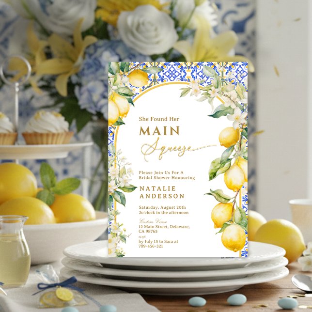 Convites Italian Floral Lemon Main Squeeze Bridal Shower (Italian Floral Lemon Main Squeeze Bridal Shower Invitation)