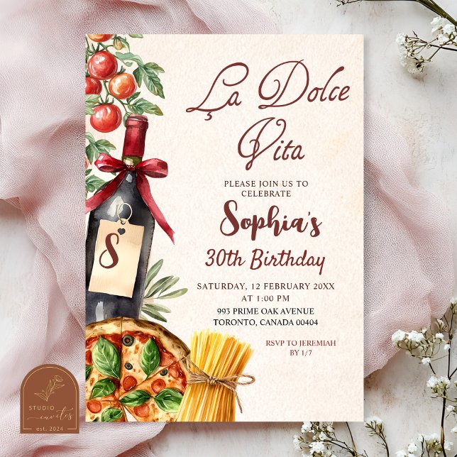 Convites Italian La Dolce Vita Adult Birthday Invitation (Criador carregado)