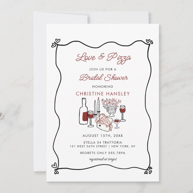 Convites Italian Pizza Modern Bridal Shower  Invitation (Frente)