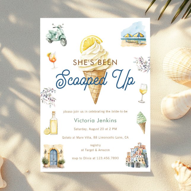 Convites Italian Summer Ice Cream Scooped Up Bridal Shower (Criador carregado)