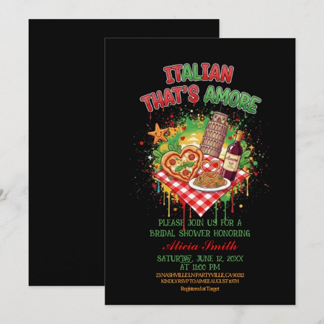 Convites Italian That's Amore Bridal Shower Invitation (Frente/Verso)