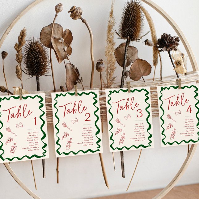 Convites Italian That's Amore Pizza Bridal Table Number (Table Place Cards with Italian theme)