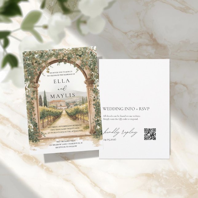 Convites Italian Vineyard Wedding Invitation with Arch  (Criador carregado)