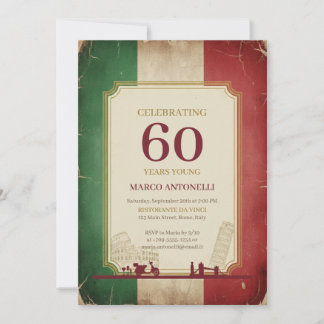 Convites Italian Vintage 60th Birthday Invitation