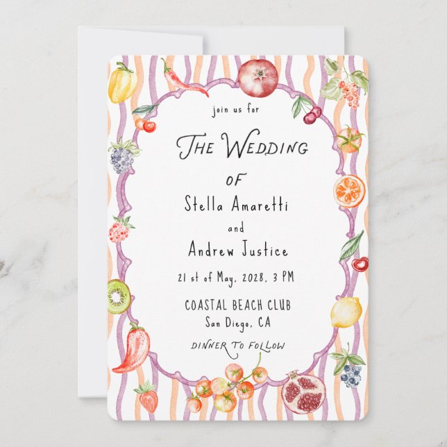 Convites Italian Watercolor Rustic Wedding Invitation (Frente)