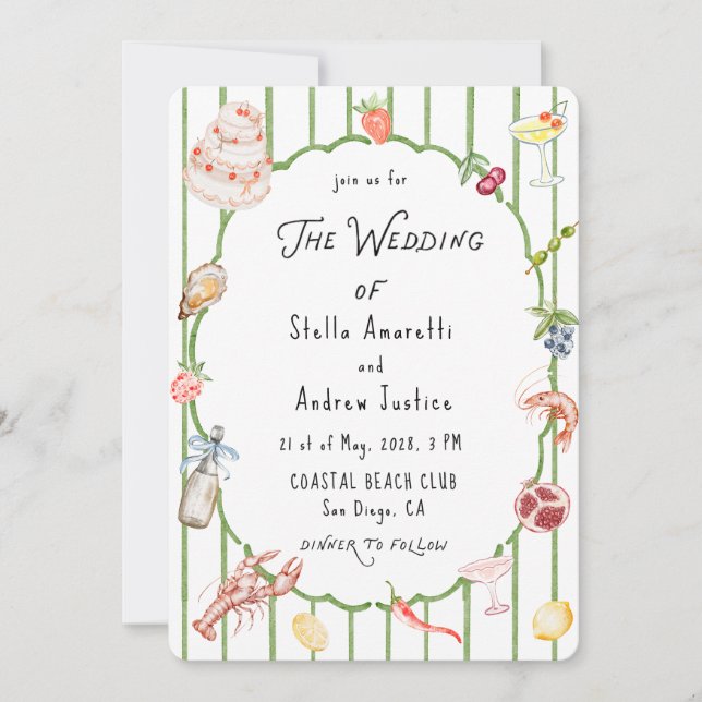 Convites Italian Watercolor Rustic Wedding Invitation (Frente)