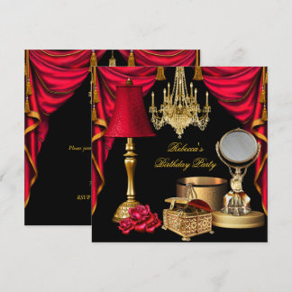 Convites Itens de Luxo Preto Vermelho Dourado para Mulheres