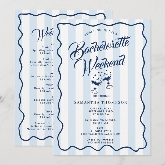 Convites Itinerário da Festa de Despedida de Solteira Fim d (Frente/Verso)