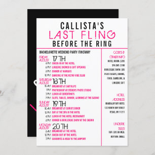 Convites Itinerário da Festa de solteira Preta Rosa Moderna