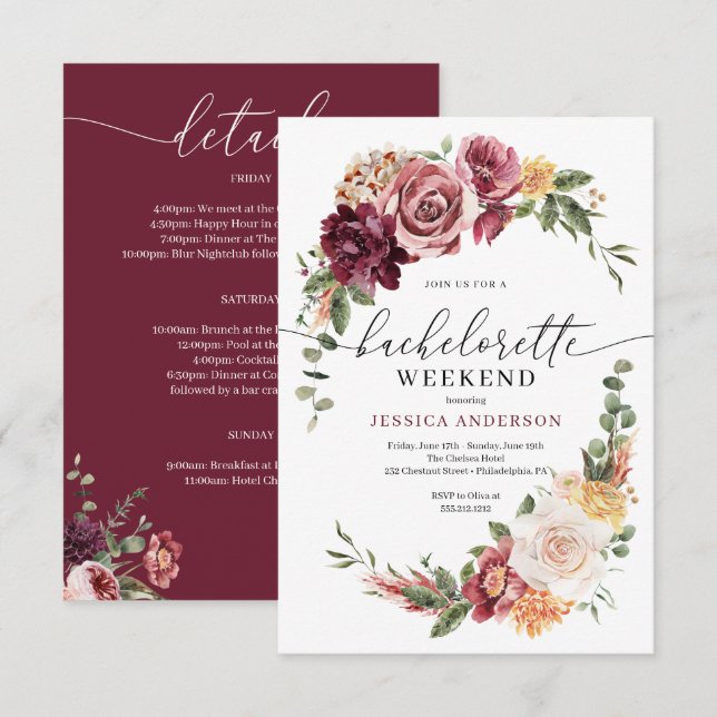 Convites Itinerário da Festa de solteira russa do Country B (Frente/Verso)