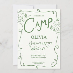 Convites Itinerário de Acampamento Verde para Despedida de 