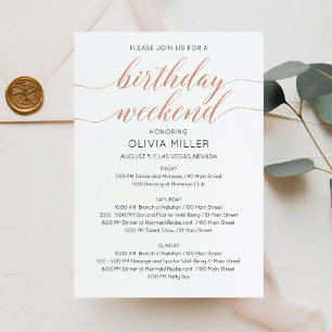 Convites Itinerário de aniversário de aniversário de Faux D