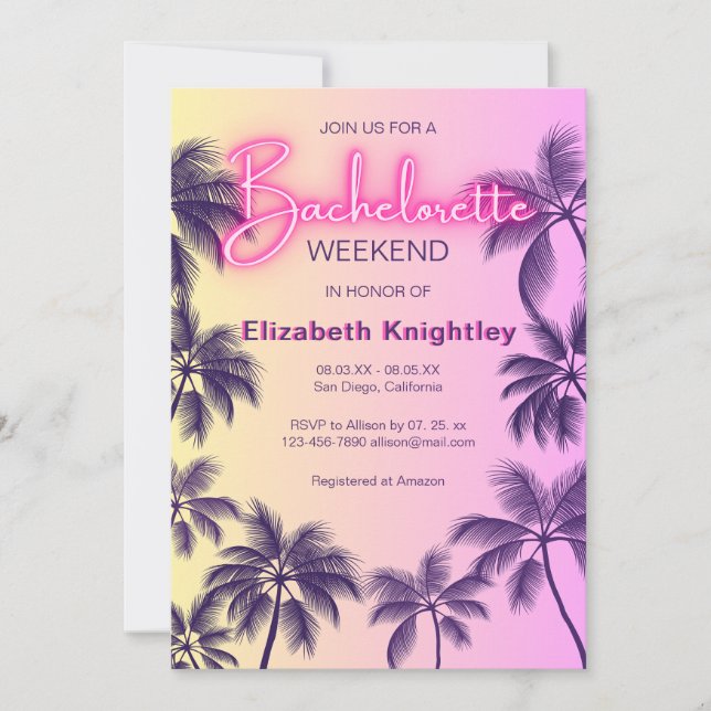 Convites Itinerário de Bachelorette de Praia com Sinal de B (Frente)