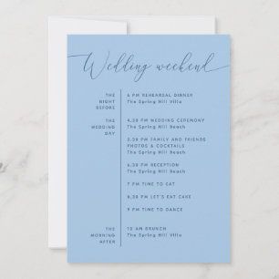 Convites Itinerário de Casamento Azul Pastel Celeste Cron