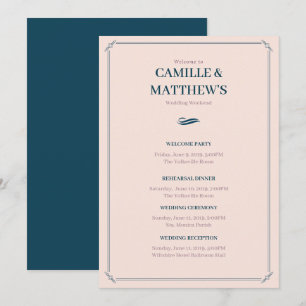 Convites Itinerário de Casamento Bordado Rosa
