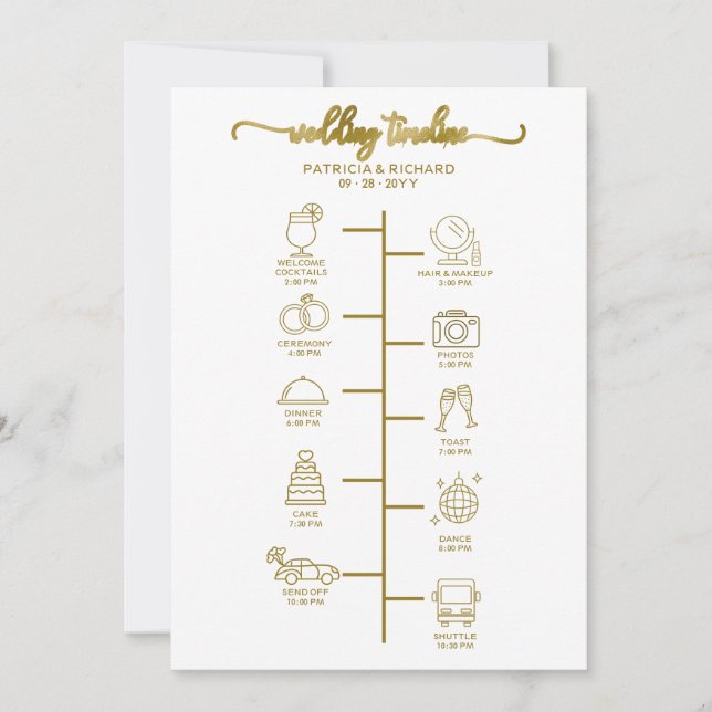 Convites Itinerário de Casamento Coquetel - Ícone de Boas-V (Frente)
