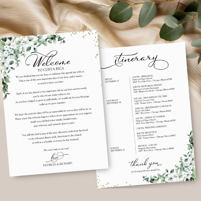 Convites Itinerário de Casamento de Fim de Semana para Conv (Criador carregado)