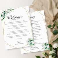 Itinerário de Casamento Floral Geométrico com Folh