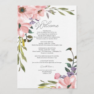 Convites Itinerário de Casamento - Letra de Boas-vindas Tea