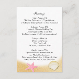 Convites Itinerário de Casamento Sparkle Beach Seashell Ros