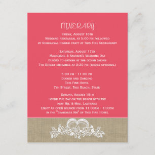 Convites Itinerário de casamento tropical na praia Sea Garl