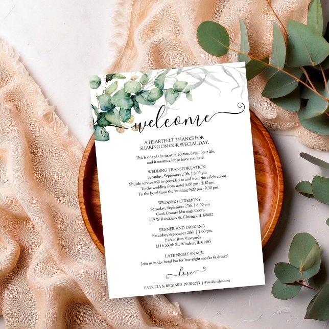 Convites Itinerário de Casamento Verde - Boas-vindas ao Cas (Criador carregado)