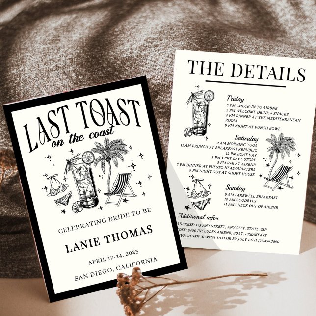 Convites Itinerário de despedida de solteira na costa (Criador carregado)