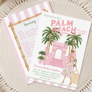 Convites Itinerário de Despedida de Solteira Preppy Palm Be