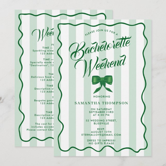 Convites Itinerário de Festa de Despedida de Solteira Fim d (Frente/Verso)