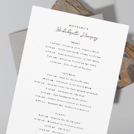 Convites Itinerário de Fim de Semana Bachelorette