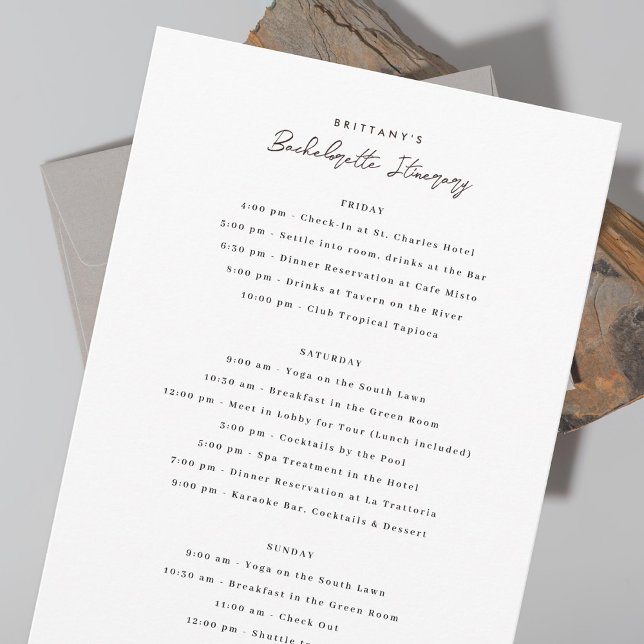 Convites Itinerário de Fim de Semana Bachelorette (Criador carregado)