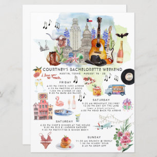 Convites Itinerário de Fim de Semana Bachelorette Austin,