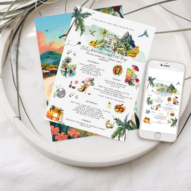 Convites Itinerário de Fim de Semana Bachelorette | Jamaica (Criador carregado)