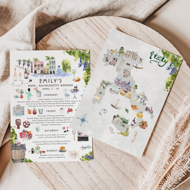 Convites Itinerário de Fim de Semana Bachelorette | Roma, I (Criador carregado)