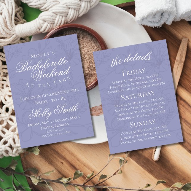 Convites Itinerário de Fim de Semana da Bachelorette Botâni (Bachelorette itinerary invite with modern font – perfect for engagement or bridal celebrations!)