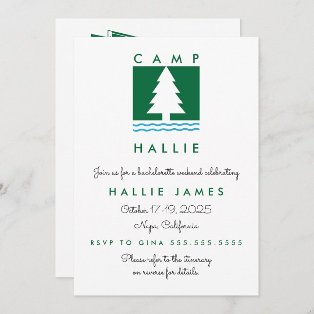 Convites Itinerário de Fim de Semana da Festa de Despedida  (Frente/Verso)