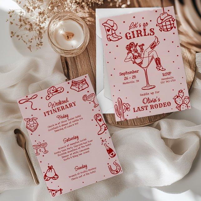 Convites Itinerário de Fim de Semana da Noiva do Último Rod (Criador carregado)