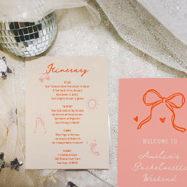 Convites Itinerário de Fim de Semana de Bachelorette, Rosa 